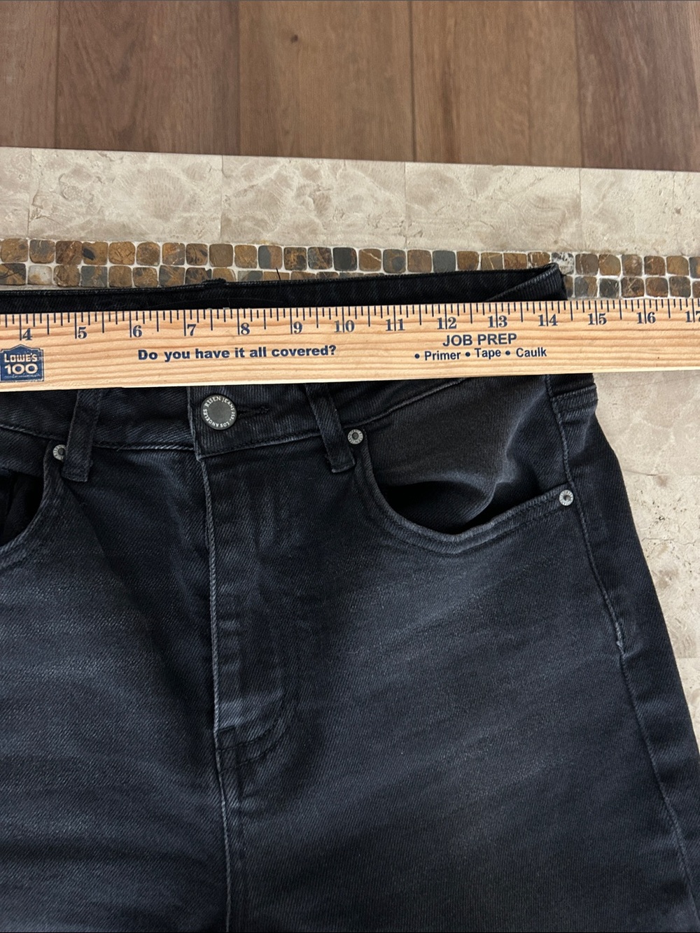Risen Los Angeles Black High Rise Flare Raw Hem Jeans slit bottom legs Size 7/28 - Picture 10 of 12